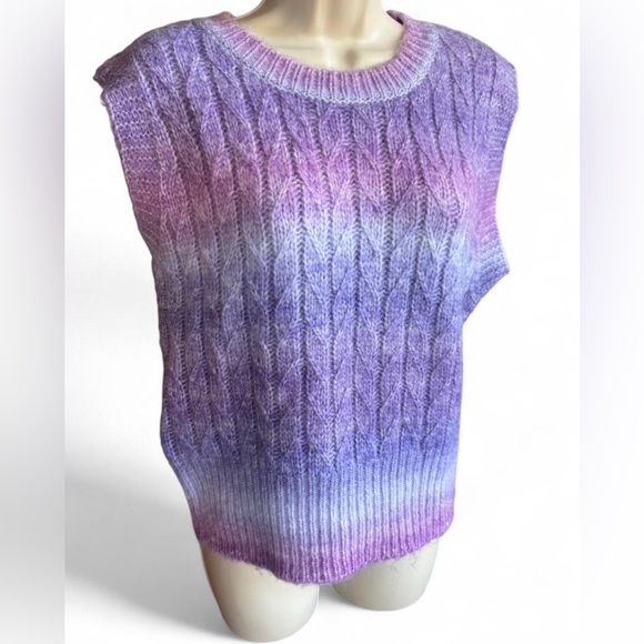 Lili Sidonio Sweaters - Lili Sidonio Purple Ombre Fuzzy Knit Sweater Vest NWT Size M Soft Cozy